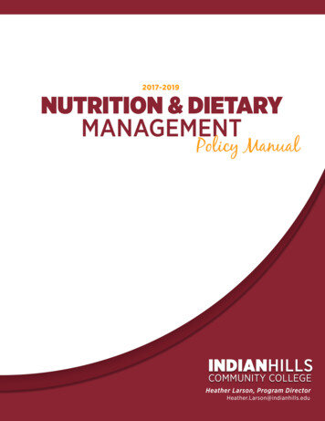 Nutrition & Dietary Management Policy Manual