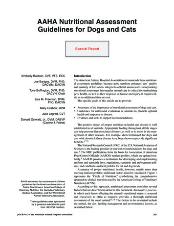 AAHA Nutritional Assessment Guidelines For Dogs And Cats