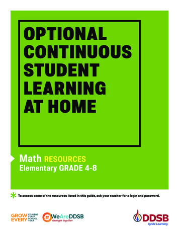 OPTIONAL CONTINUOUS STUDENT LEARNING AT HOME