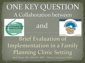 Brief Evaluation Of Implementation In A Family Planning . - MemberClicks