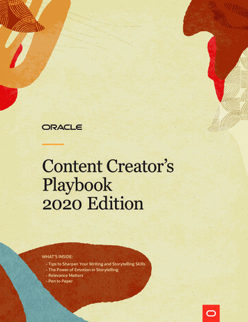 Content Creator’s Playbook 2020 Edition - Oracle