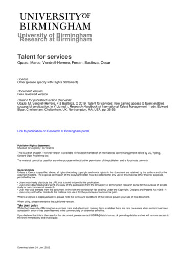 University Of Birmingham Talent For Services