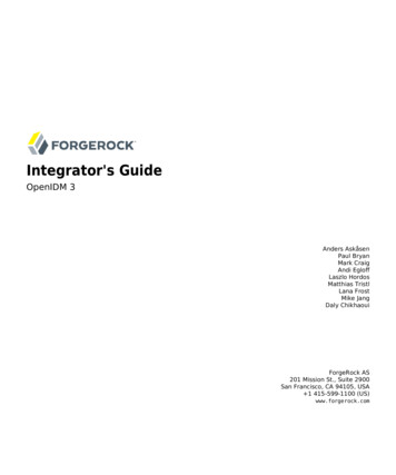 Integrator's Guide - OpenIDM 3 - ForgeRock Backstage