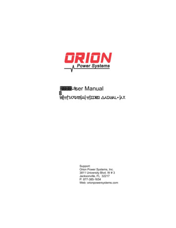 8ser Manual 236 6103 :(%& 5' - Orion Power Systems