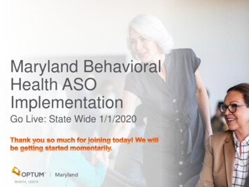 Maryland Behavioral Health ASO Implementation
