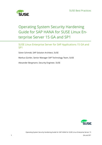 Operating System Security Hardening Guide For SAP HANA For SUSE Linux .