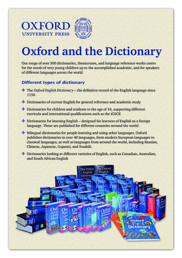 Oxford And The Dictionary - Oxford English Dictionary