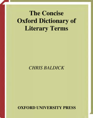 The Concise Oxford Dictionary Of Literary Terms