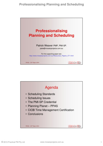 P088 Professionalising Planning And Scheduling