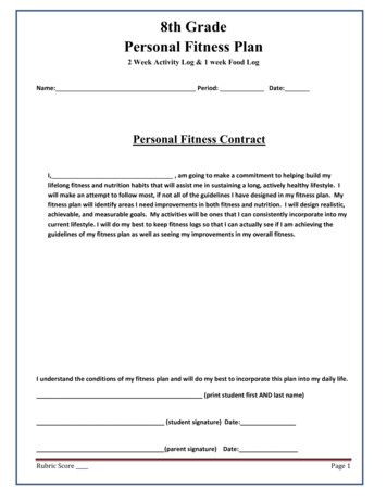 8th Grade Personal Fitness Plan - Sweetwater Union 