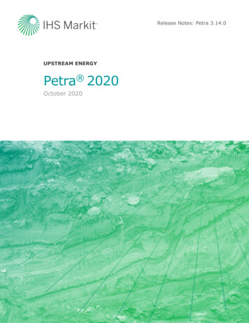 UPSTREAM ENERGY Petra 2020 - IHS Markit