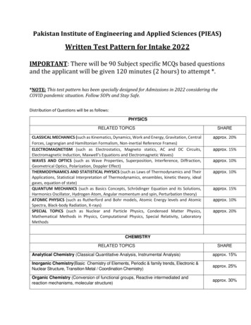 Written Test Pattern For Intake 2022 - Pakistan Institute Of .