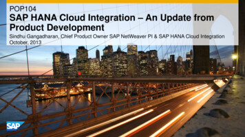 POP104 SAP HANA Cloud Integration An Update From Product Development