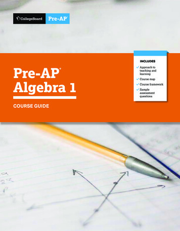 Pre-AP Algebra 1 Course Guide - College Board