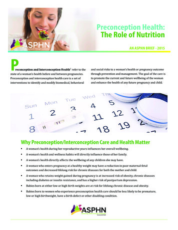 Preconception Health: The Role Of Nutrition - ASPHN