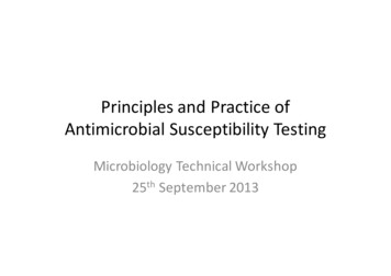 Principles And Practice Of Antimicrobial Susceptibility .