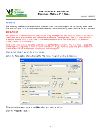 How To Print A Confidential Document Using A PIN Code - US EPA