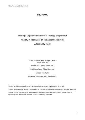Testing A Cognitive Behavioural Therapy Program For .
