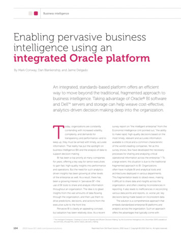 Enabling Pervasive Business Intelligence Using An Integrated Oracle .