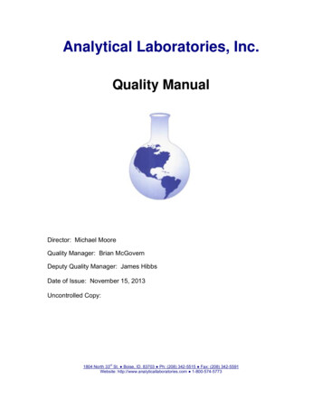Quality Manual - Index Analytical Laboratories