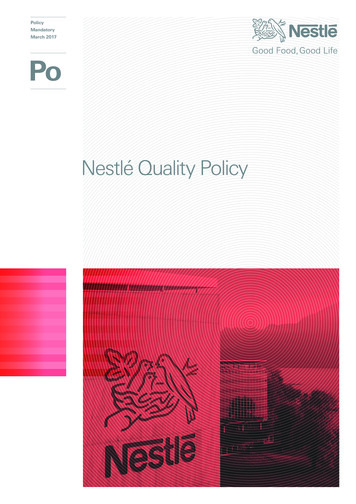 Quality Policy Nestle - Nestlé Global