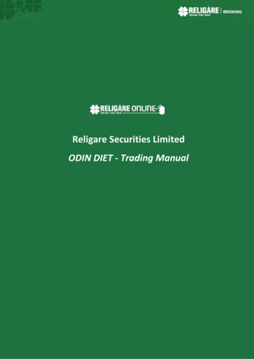 Religare Securities Limited ODIN DIET - Trading Manual