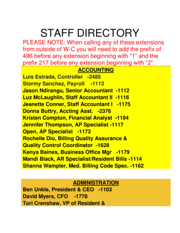 STAFF DIRECTORY - Westminster Canterbury