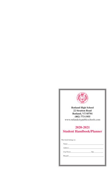 Student Handbook/Planner 2020-2021 Student . - Rutland High School