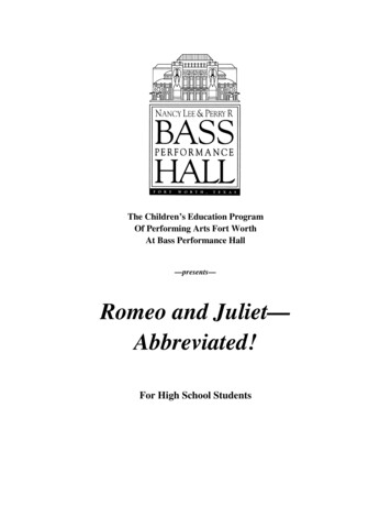 Romeo And Juliet— Abbreviated! - Bass Performance Hall