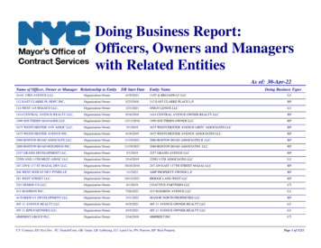 Doing Business Report: Officers, Owners And Managers With Related Entities