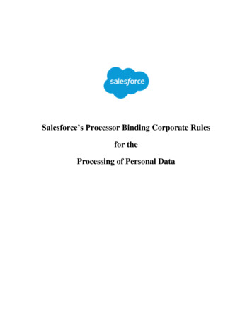 Salesforce's Processor Binding Corporate Rules For The Processing Of .