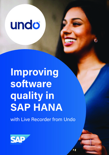 Improving Software Quality In SAP HANA - Undo
