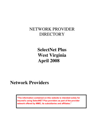 SelectNet Plus West Virginia April 200 Network Providers .