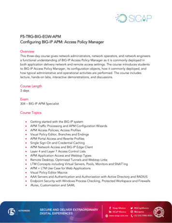 F5-TRG-BIG-EGW-APM Configuring BIG-IP APM: Access Policy Manager