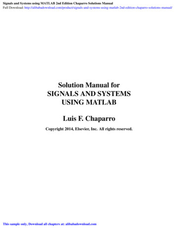 Signals And Systems Using MATLAB 2nd Edition Chaparro .