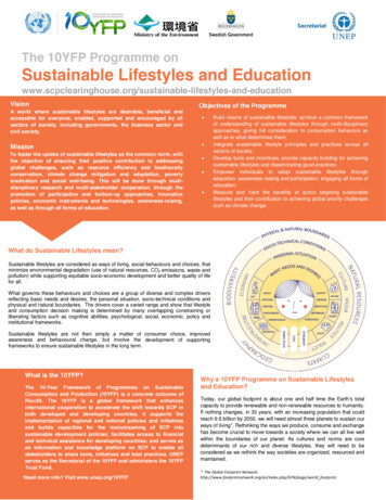 The 10YFP Programme On Sustainable Lifestyles And 