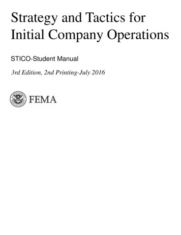 Strategy And Tactics For Initial Company Operations . - FEMA