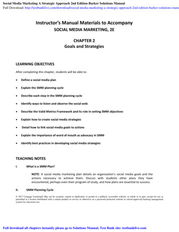 SOCIAL MEDIA MARKETING, 2E Goals And Strategies