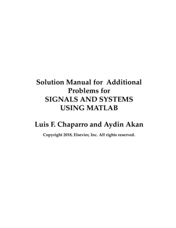 Solution Manual For Additional Problems For SIGNALS AND .
