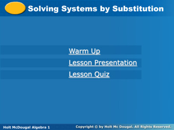 Solving Systems By Substitution - Arabia Mountain High School