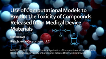 Use Of Computational Models To . - Society Of Toxicology