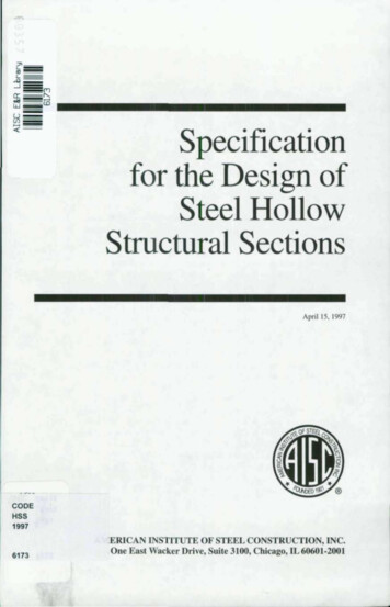 Specification For The Design Of Steel Hollow Structural .