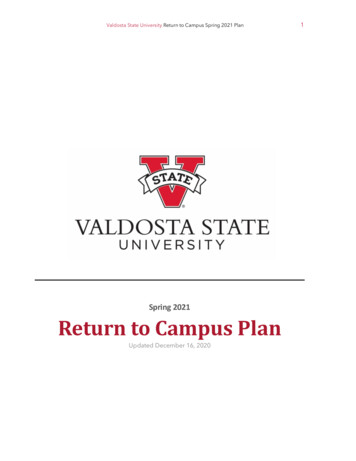 Spring 2021 Return To Campus Plan - Valdosta State 