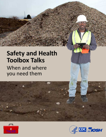 Safety And Health Toolbox Talks - Centers For Disease .