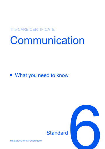 The CARE CERTIFICATE Communication - Skills For Care