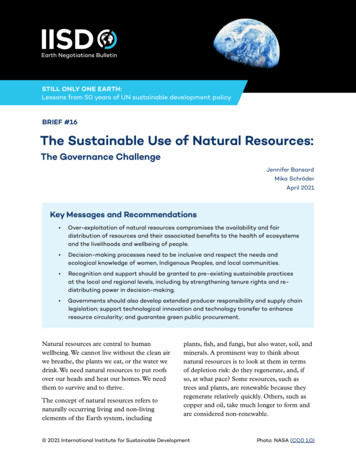 BRIEF #16 The Sustainable Use Of Natural Resources