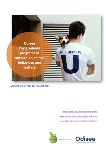 Odisee Postgraduate Programs In Companion Animal Behaviour And Welfare
