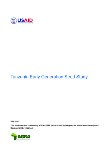 Tanzania Early Generation Seed Report - Agrilinks