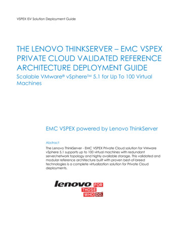 The Lenovo Thinkserver Emc Vspex Private Cloud Validated Reference .