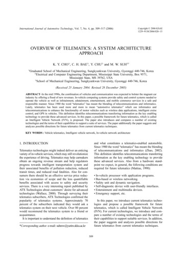 OVERVIEW OF TELEMATICS: A SYSTEM ARCHITECTURE 